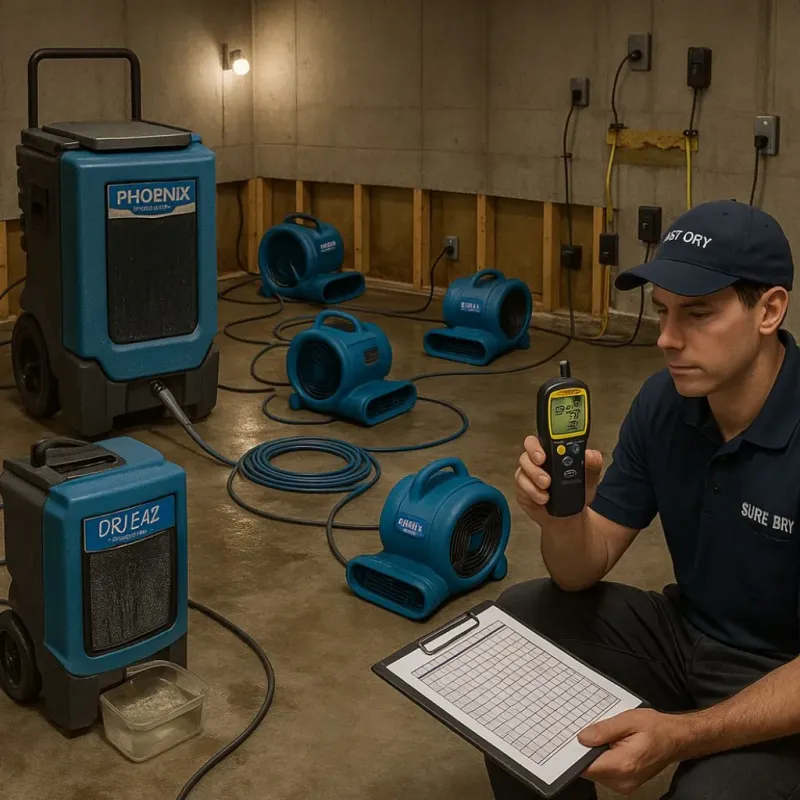 Structural Drying and Dehumidification process in Wilsons Mills, NC
